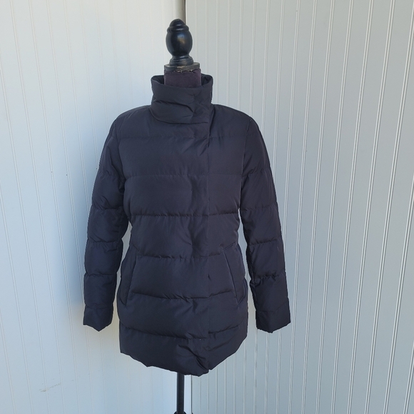 J Jill Women's Black Quilted 80% Down Puffer Coat Jacket Snap Sz XS - Picture 1 of 13